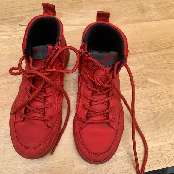 Zara small boy red shoes hi top size 30 - Picture 13 of 13